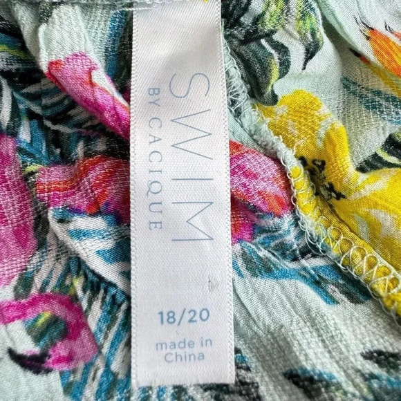 Swim by Cacique Tropical Flamingo Midi Skirt 18/20 Multicolor Floral Side Slits - Picture 8 of 9